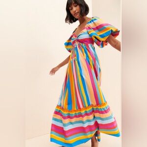 Anthropologie Farm Rio Striped Scarf Maxi Dress